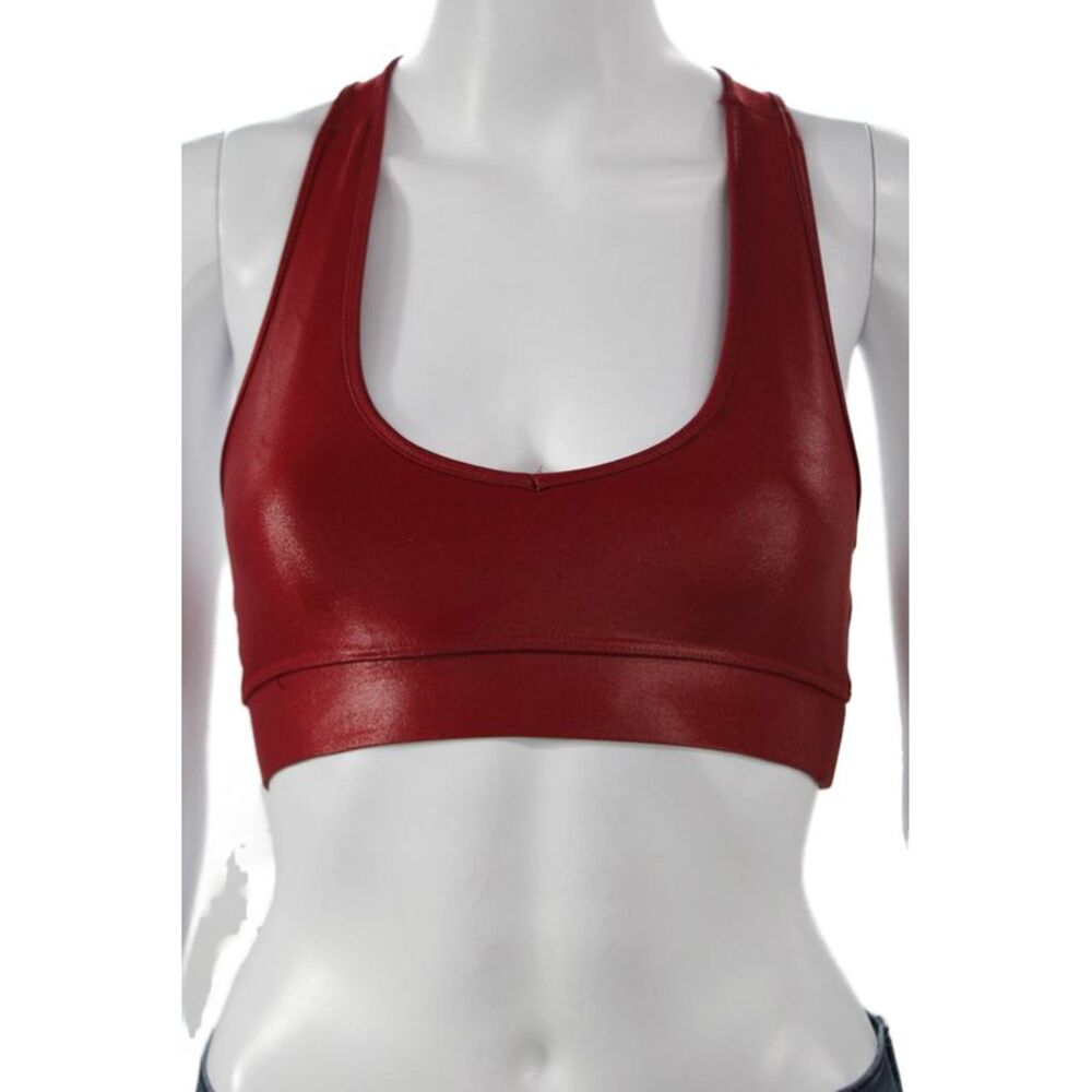 Carbon 38 Womens Cut Out Back Scoop Neck Sports Bra Red Size Extra Small